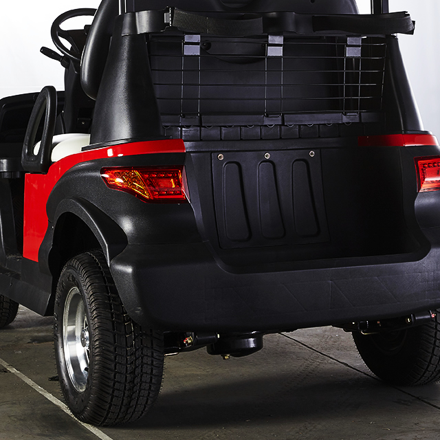 The rear of the golf cart