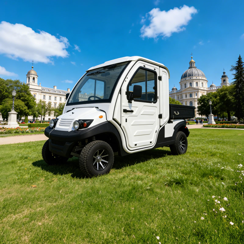 Electric Mini Truck: 2-Seater Street Legal Enclosed Utility Vehicle for Maintenance