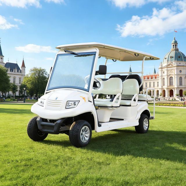 Elegant White Electric Wedding Golf Cart | 6-Seater Luxury Guest Shuttle for Events