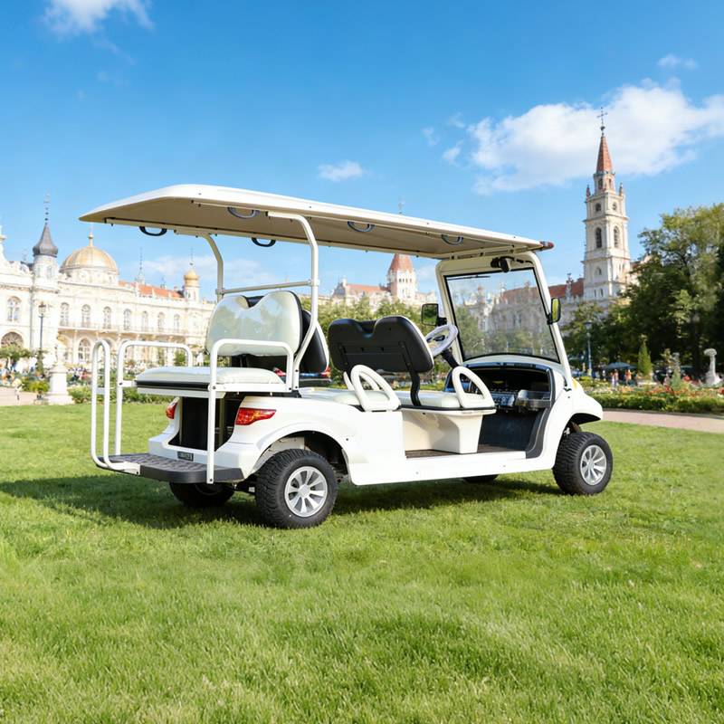Elegant White Electric Wedding Golf Cart | 6-Seater Luxury Guest Shuttle for Events