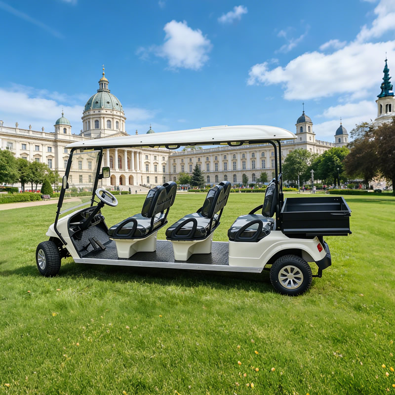 Custom 6-Passenger Electric Shuttle Cart with Rear Cargo Box
