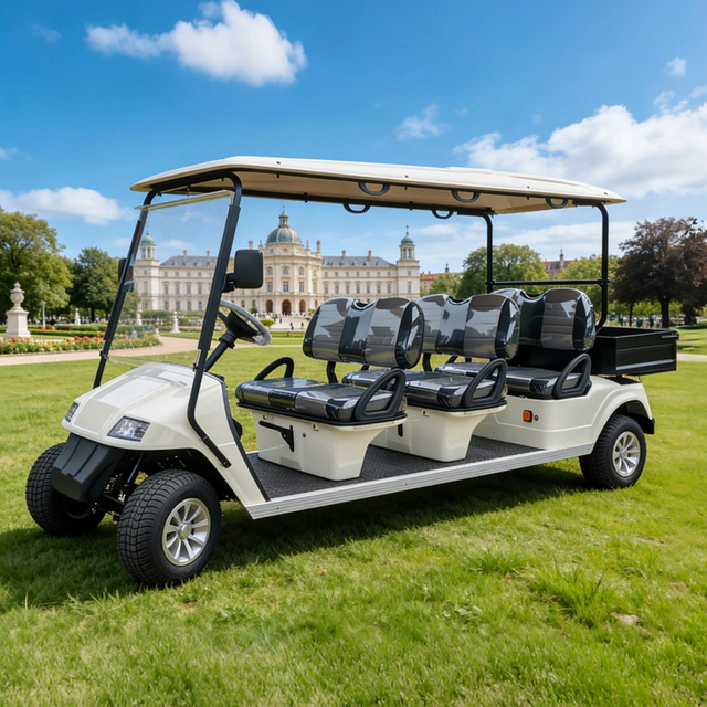 Custom 6-Passenger Electric Shuttle Cart with Rear Cargo Box - EG2068K