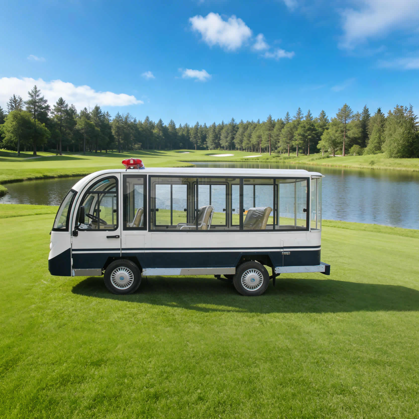 Closed Electric Sightseeing Bus for Golf Course & Resort 