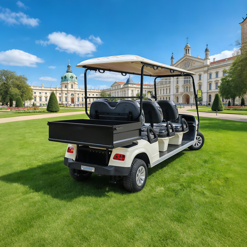 Custom 6-Passenger Electric Shuttle Cart with Rear Cargo Box