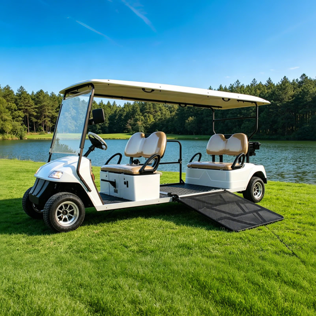 Wheelchair Accessible Electric Golf Cart / Sightseeing Tour Cart with Wheelchair Ramp