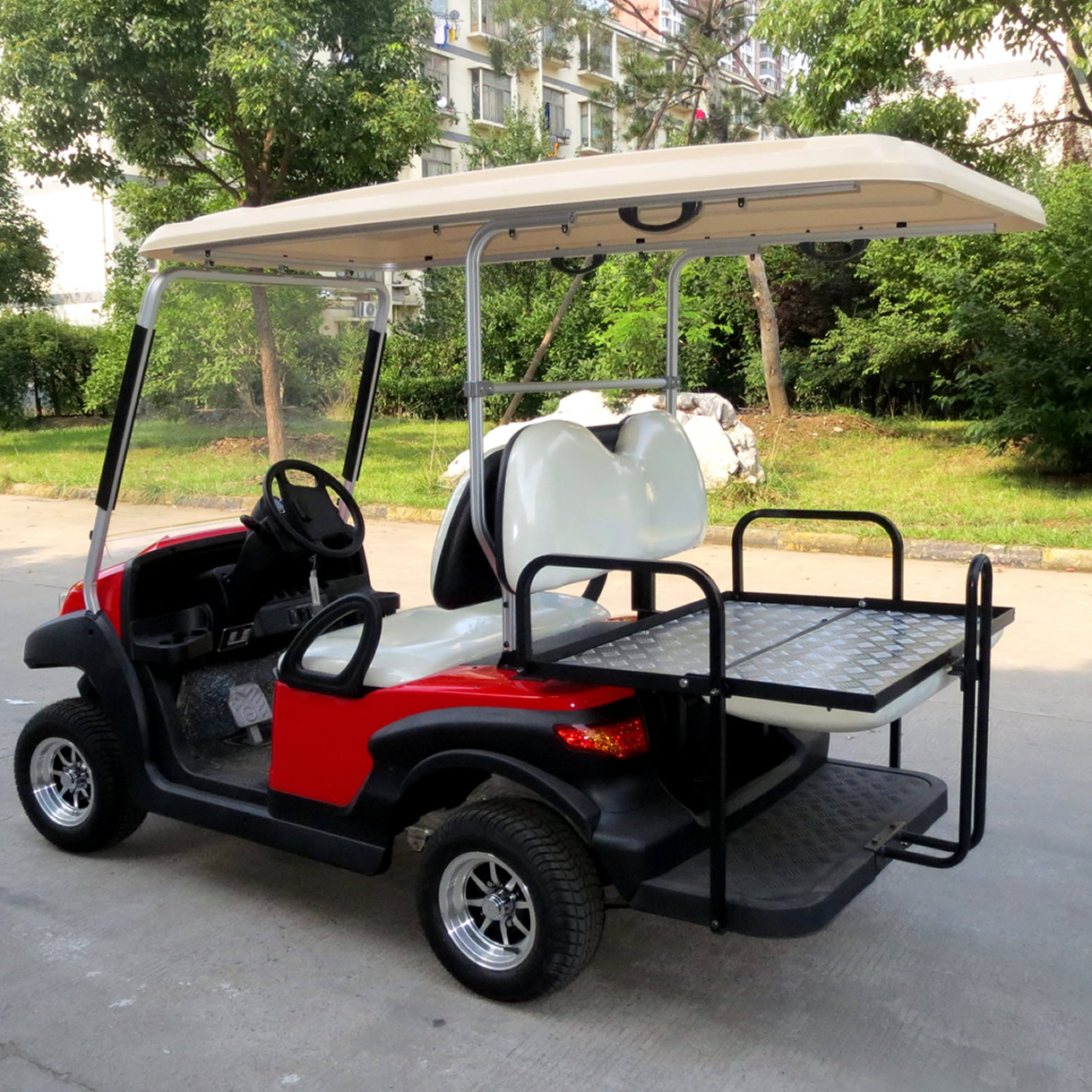 The rear of the golf cart