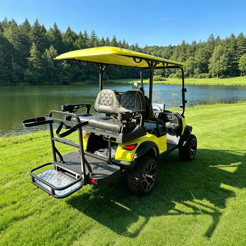 4-Seater Yellow Electric Golf Cart with Cargo Rack | Off-Road Sightseeing Vehicle for Scenic Spots & Resorts