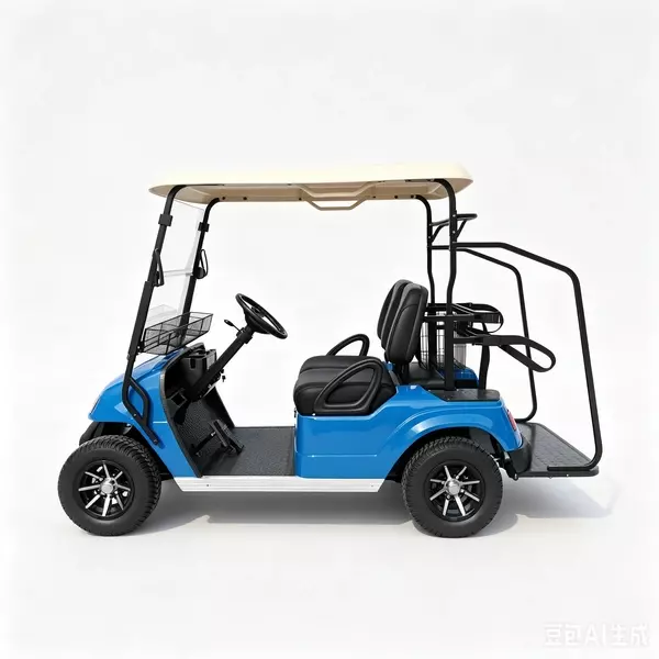 Custom Blue Electric Golf Cart with Rear Bag Rack | Wholesale Manufacturer