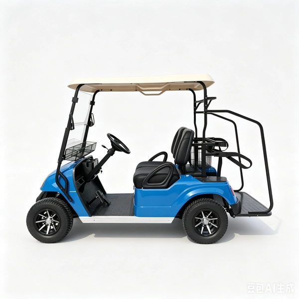 Custom Blue Electric Golf Cart with Rear Bag Rack | Wholesale Manufacturer