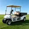 White 2-seater electric utility golf cart with black rear cargo bed for commercial use