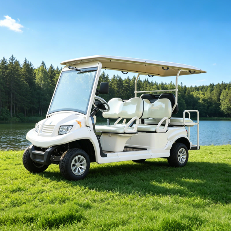 Elegant White Electric Wedding Golf Cart | 6-Seater Luxury Guest Shuttle for Events - EG204AKSZ