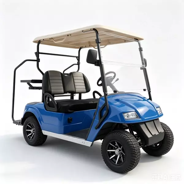Custom Blue Electric Golf Cart with Rear Bag Rack | Wholesale Manufacturer