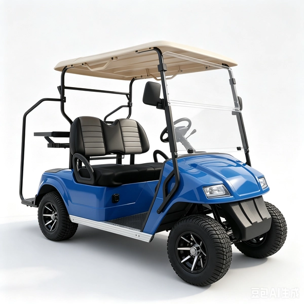 Custom Blue Electric Golf Cart with Rear Bag Rack | Wholesale Manufacturer