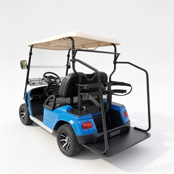 Custom Blue Electric Golf Cart with Rear Bag Rack | Wholesale Manufacturer
