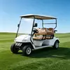 White 4-passenger electric golf cart with brown seats for resort and community transport