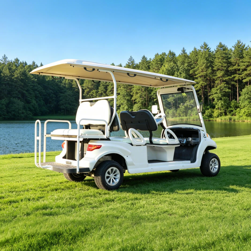 Elegant White Electric Wedding Golf Cart | 6-Seater Luxury Guest Shuttle for Events - Eagle